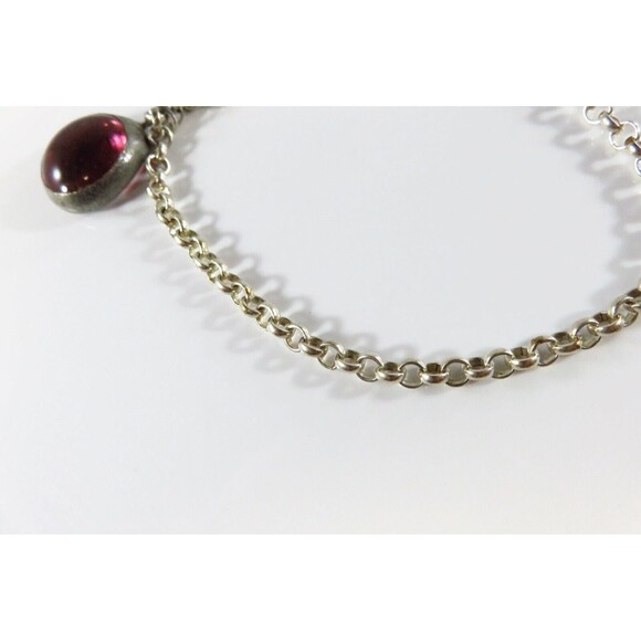 8" Sterling Silver SG Toggle Link Bracelet Rolo Link Charm Bracelet - Picture 6 of 13